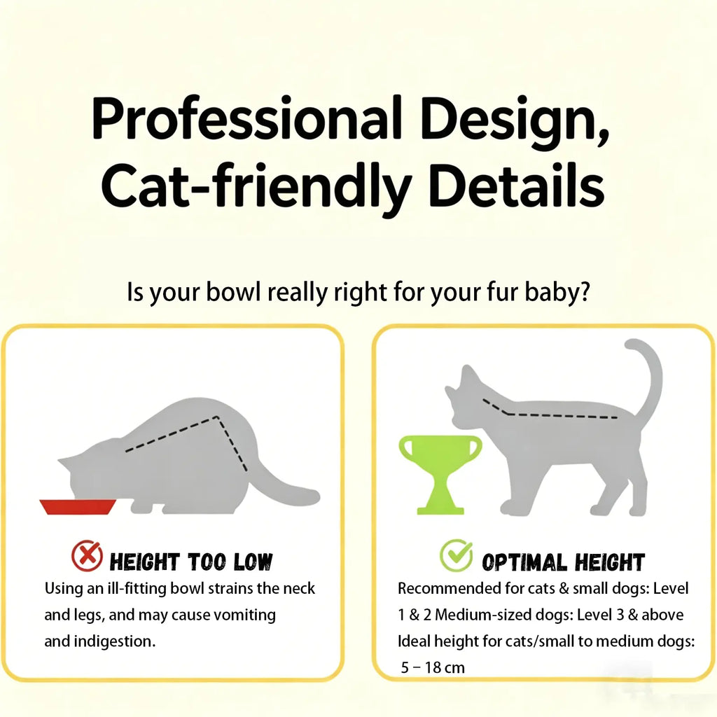 UFORU Trophy Shaped Raised Pet Food Bowl - Adjustable Tilted Ceramic Feeder, Neck-Friendly, Anti-Slip, for Cats & Small Medium Dogs