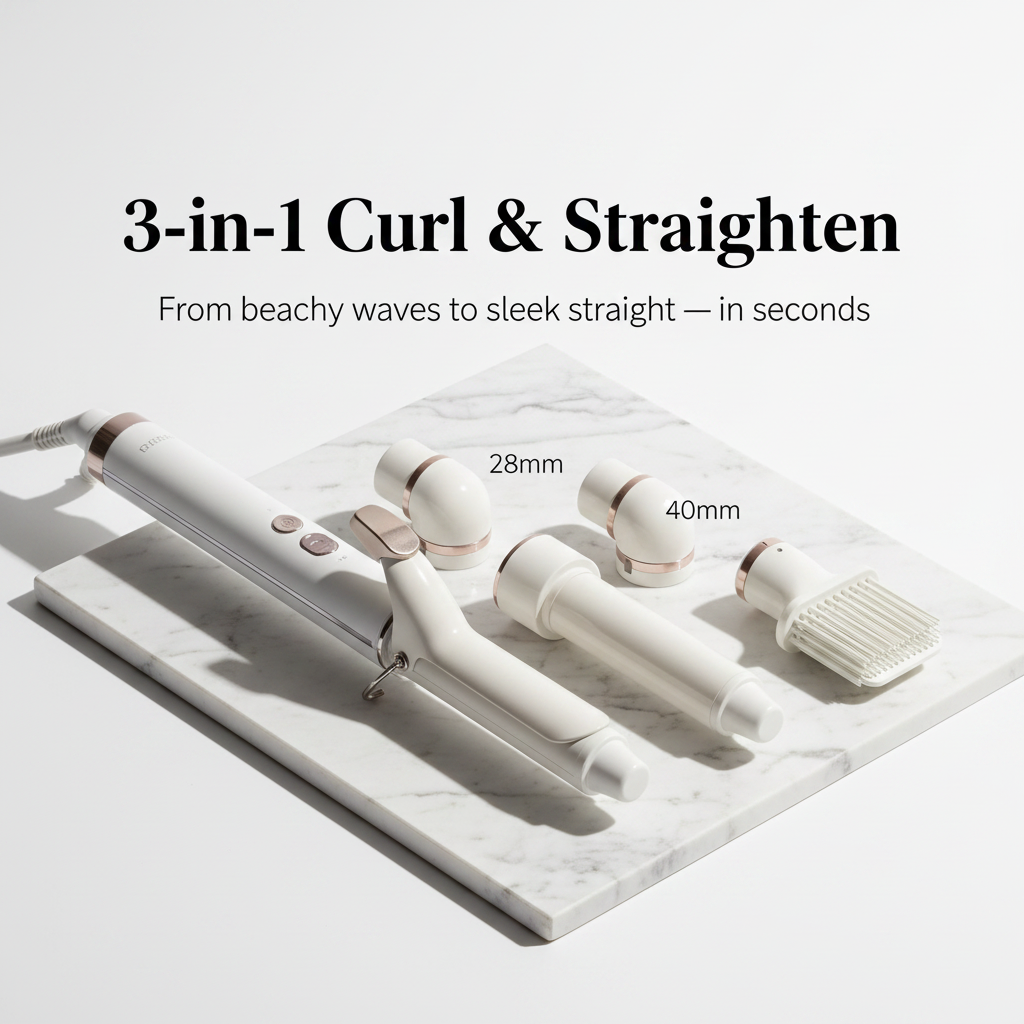 CurlCraft™ Pro 3-in-1 curl and straighten set — versatile styling for every occasion