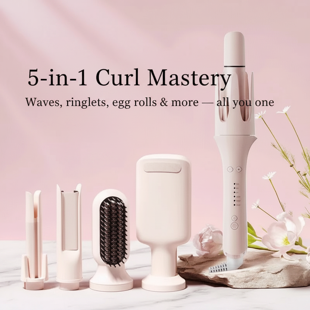 CurlCraft™ Pro 5-in-1 set — master every curl style with one professional wand