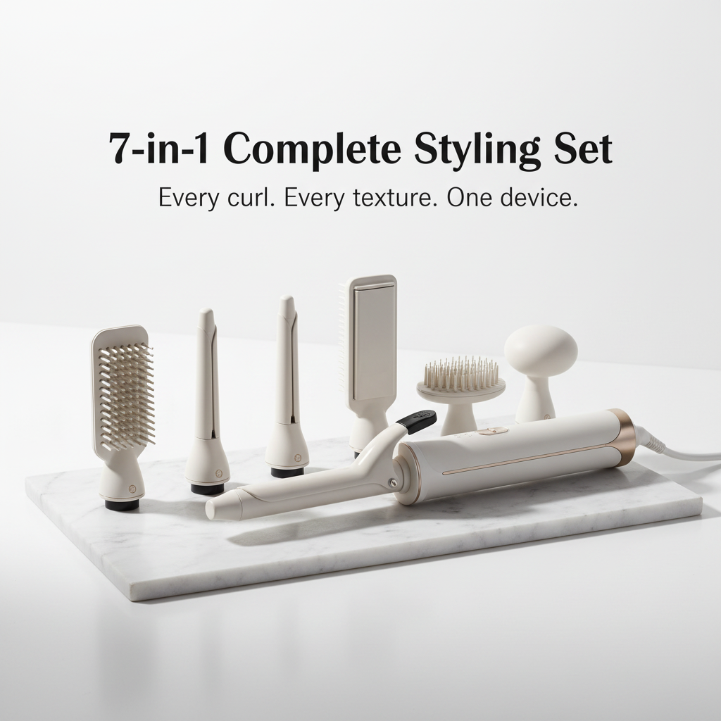 CurlCraft™ Pro 7-in-1 complete styling set — salon versatility in one compact tool