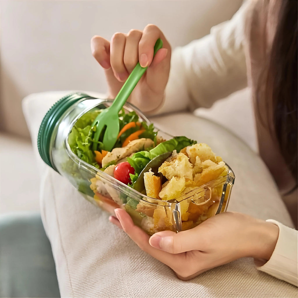 Layer & Go™ lid flipping into a bowl — nothing extra to carry or wash