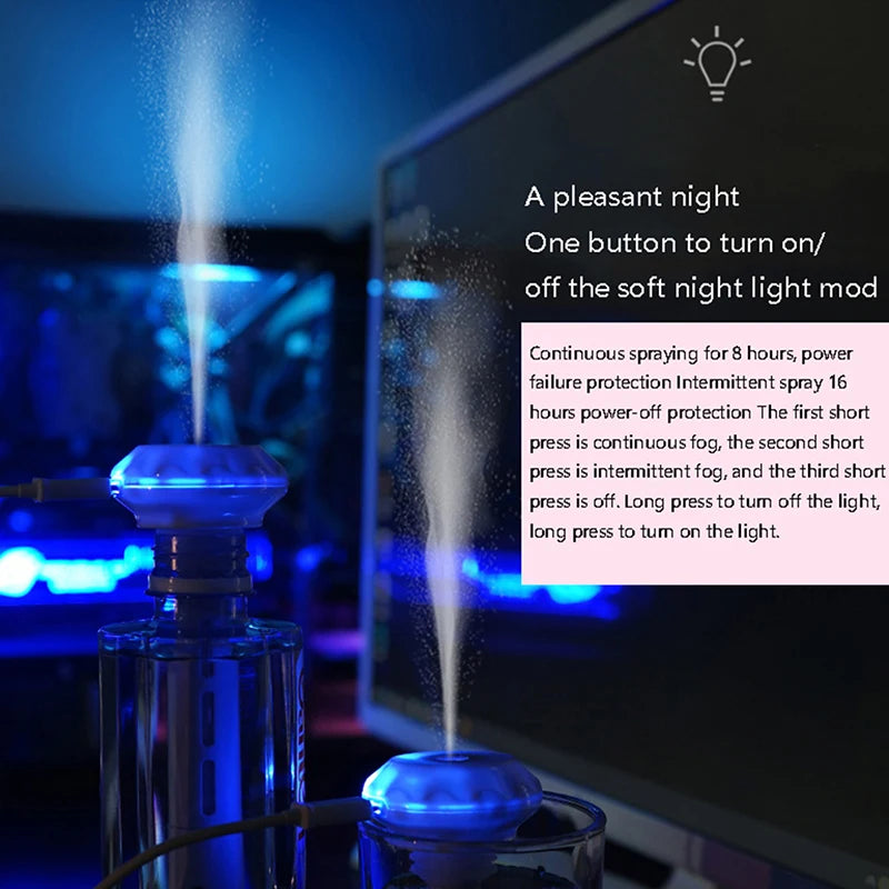 Mistwood™ continuous ultrasonic mist softening dry indoor air throughout the day