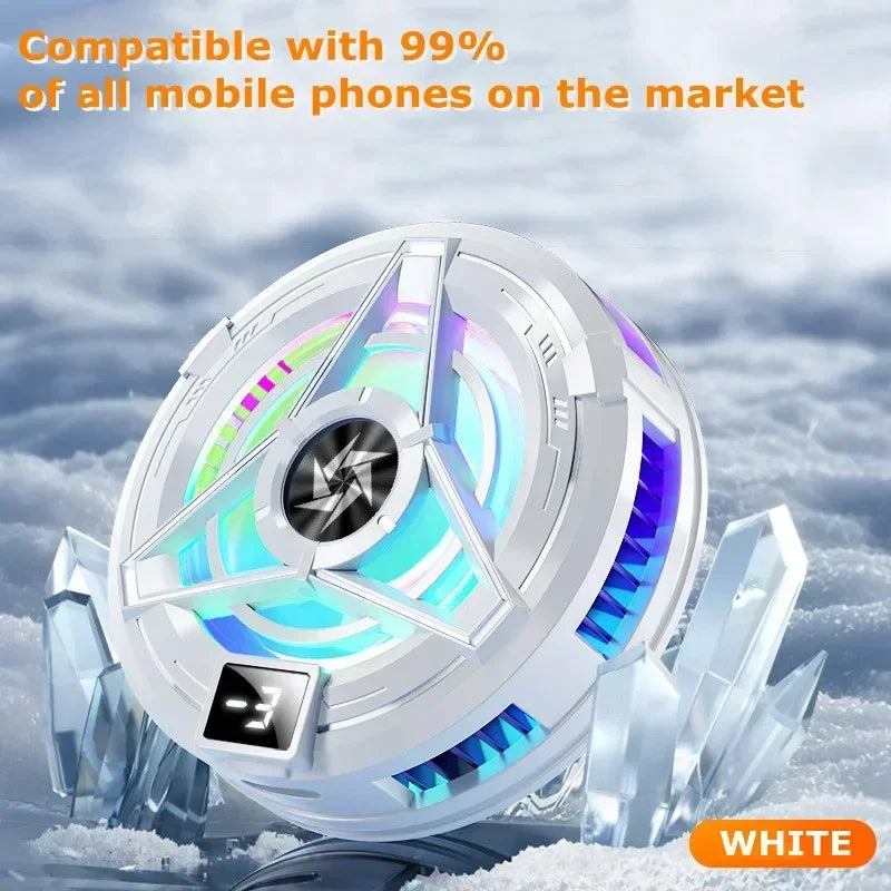 Glacier Clip™ magnetic phone cooling radiator attached to a smartphone during gaming