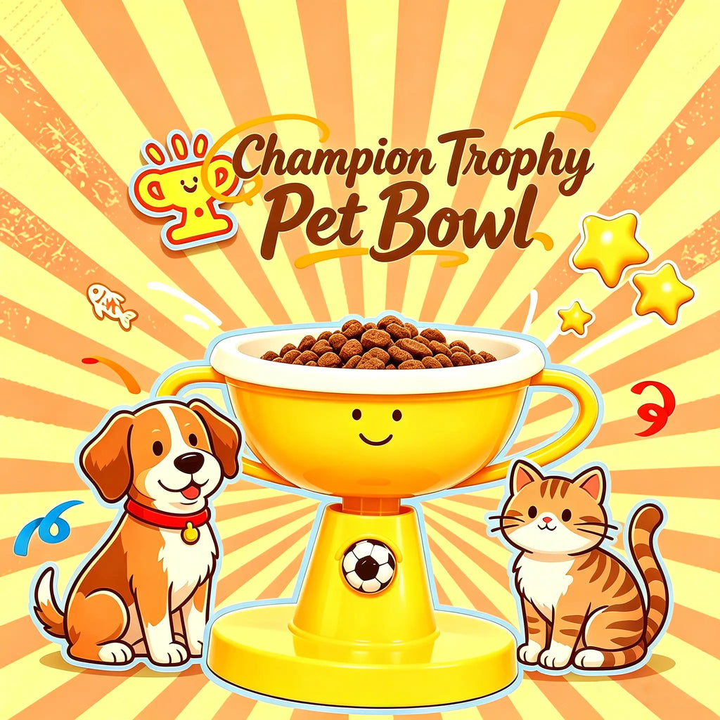 UFORU Trophy Shaped Raised Pet Food Bowl - Adjustable Tilted Ceramic Feeder, Neck-Friendly, Anti-Slip, for Cats & Small Medium Dogs